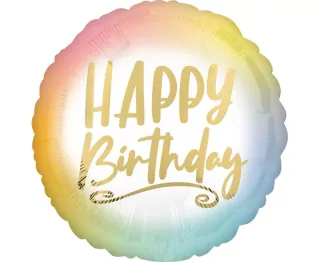 Happy Birthday Ombre fóliový balónek, zlatý nápis, 18 palců