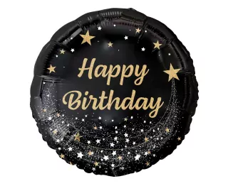 Fóliový balónek Happy Birthday, černý, 45 cm