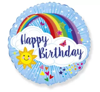 Fóliový balónek Happy Birthday, s duhou, 48 cm (volný)
