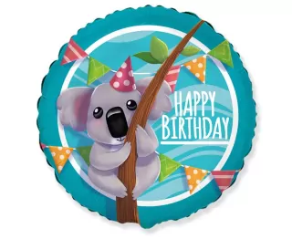 Fóliový balónek Koala, Happy Birthday, 48 cm (volný)