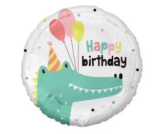 Krokodýlí fóliový balónek (Happy Birthday), 45 cm