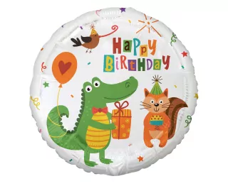 Krokodýlí fóliový balónek s dárkem (Happy Birthday), 45 cm