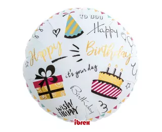 Balón kulatý 14", Happy Birthday Party