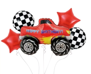 Fóliové balónky - sada Monster Truck, Happy Birthday, 5 ks.