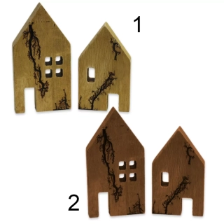 Domky dřevo 2ks/12cm natur mix