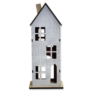 Domek dřevo 29cm natur/zlatá