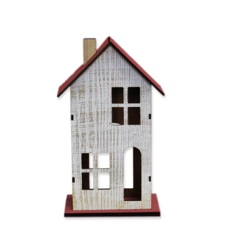 Domek dřevo 21cm červená/zlatá