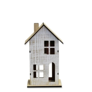 Domek dřevo 13cm natur/zlatá