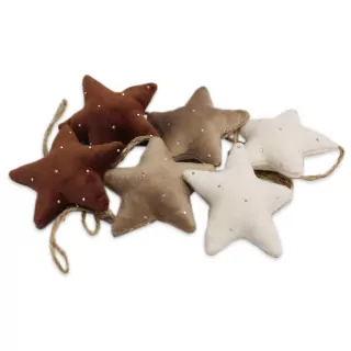 Hvězdy textil závěs 6ks/6cm hnědý mix