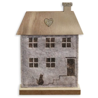 Domek dřevo/filc 26cm béžová