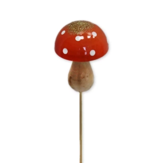 Muchomůrka zápich dřevo 25cm oranžová