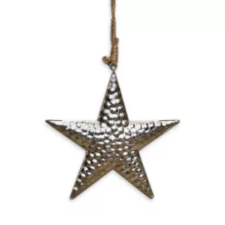Hvězda závěs kov 17cm platina