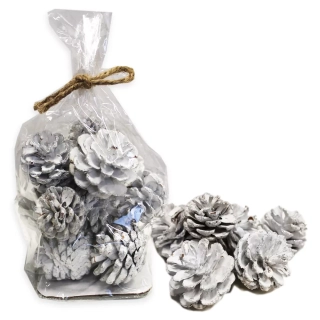 Šišky 150g bílá/stříbrná
