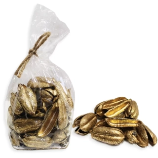 Dekorační plody lusky 100g zlatá