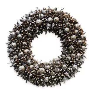 Věnec šišky cypřiš pr.26cm šedo-stříbrná
