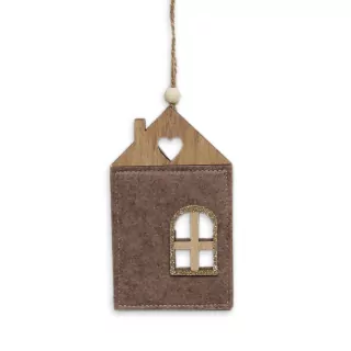 Domek závěs dřevo/filc 14cm hnědá