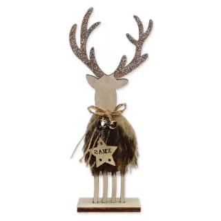 Jelen dřevo/textil 26cm hnědá