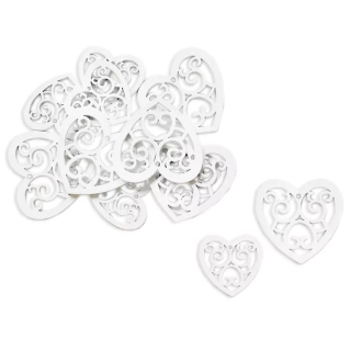 Srdce přízdoba dřevo 12ks/4cm bílá