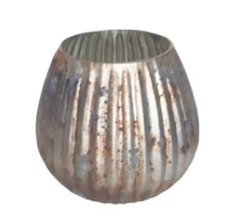 Svícen sklo 12,5cm antik