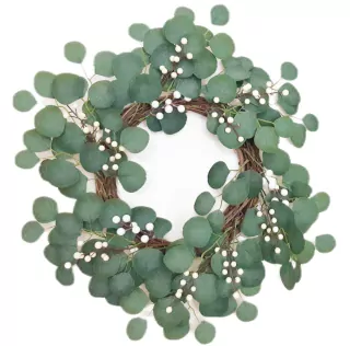 Eucalyptus věnec textil/proutí 40cm