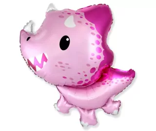 Fóliový balónek Triceratops, růžový, 82x76cm (volný)