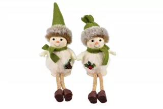 Látková figurka sněhulák sedící