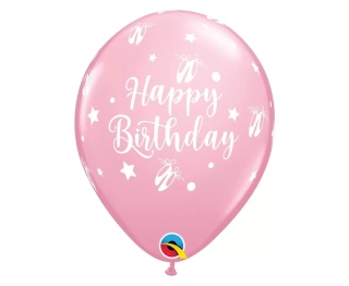 Balónky "Happy Birthday", pastel světle růžová / 6 ks.