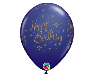 Balónky 11", Happy Birthday, pastelová tmavě modrá / 25 ks.