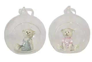Medvěd ve skleněné kouli 9 cm, mix druhů