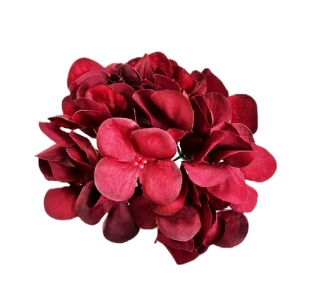 Hortenzie květ textil 12ks/pr.12cm bordó