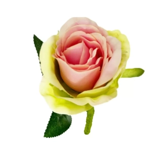 Růže textil 23cm růžová/zelená