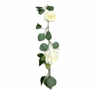 Girlanda růže/eukalypt 190cm bílá