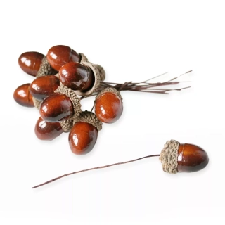 Žaludy zápich 12ks/3cm hnědé