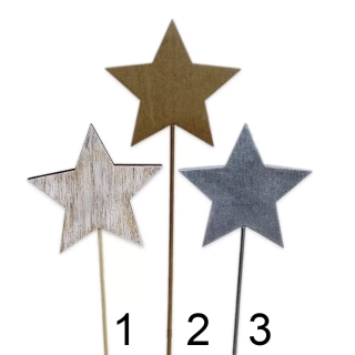 Hvězda zápich dřevo 26cm mix