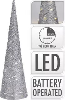 Dekorativní LED kužel Rafia metalický stříbrný 55,5 cm