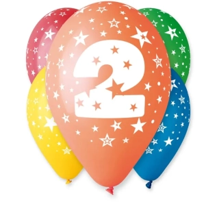 Balónky ČÍSLICE 2, 5 ks, 12 palců