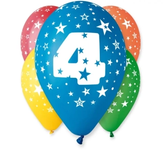 Balónky ČÍSLICE 4, 5 ks, 12 palců
