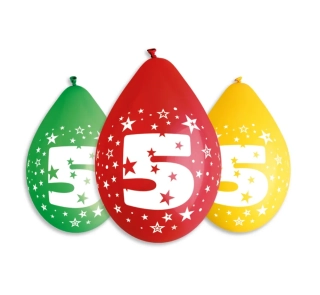 Balónky číslo 5 narozeniny, 5 ks, 12 palců
