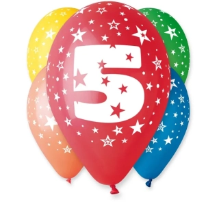 Balónky ČÍSLICE 5, 5 ks, 12 palců