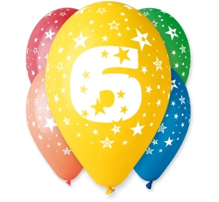 Balónky ČÍSLICE 6, 5 ks, 12 palců