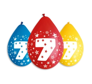 Balónky číslo 7 NAROZENINY, 5 ks, 12 palců