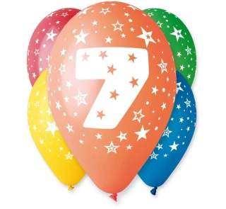 Balónky ČÍSLICE 7, 5 ks, 12 palců