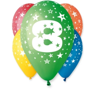 Balónky ČÍSLO 8, 5 ks, 12 palců
