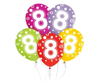 Balónky ČÍSLICE 8, mix barev, 30 CM – 5 ks.
