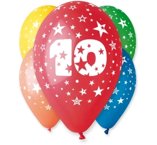 Balónky číslo 10 Narozeniny, 5 ks, 12 palců