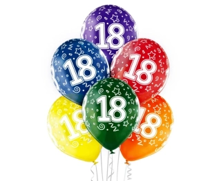 Balónky číslo 18. narozeniny, 18. narozeniny, 6 ks.