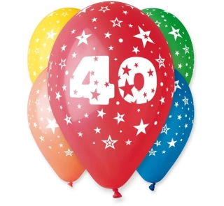 Balónky číslo 40 NAROZENINY, 5 ks, 12 palců