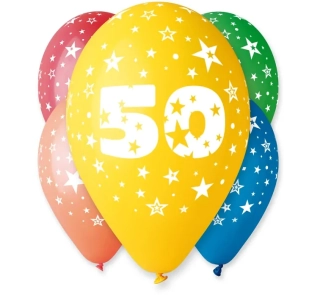 Balónky číslo 50 Narozeniny, 5 ks, 12 palců