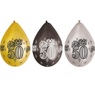 Balónky číslo 50. narozeniny, metalické, 12palců/6ks