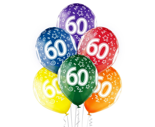 Balónky číslo 60. narozeniny, 6 ks